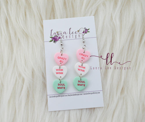 Conversation Heart Earrings || Dangles