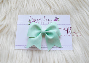 Large Missy Bow || Mint Green Watercolor Vegan Leather