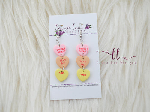 Conversation Heart Earrings || Dangles