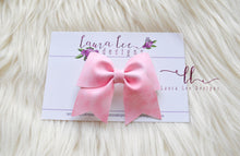 Large Missy Bow || Pink Watercolor Vegan Leather