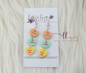 Conversation Heart Earrings || Dangles