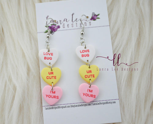 Conversation Heart Earrings || Dangles