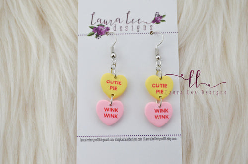 Conversation Heart Earrings || Dangles