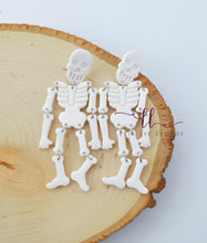 Dancing Skeleton Clay Earrings || White Textured