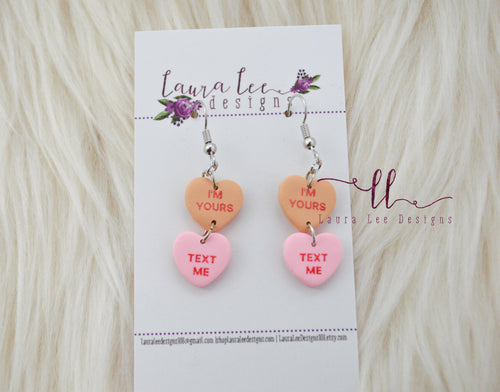 Conversation Heart Earrings || Dangles