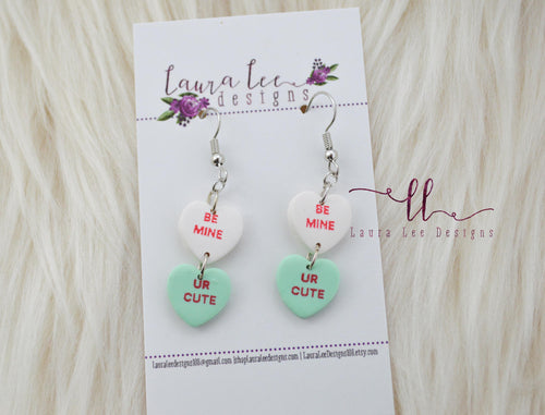 Conversation Heart Earrings || Dangles