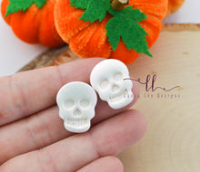 Skull Stud Earrings || White AB