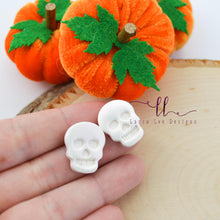 Skull Stud Earrings || White AB