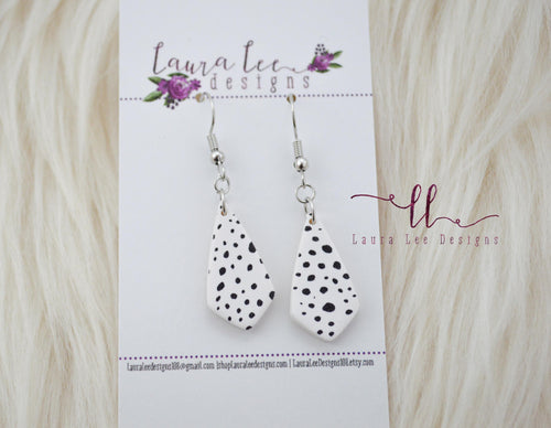 Dagger Dangle Earrings || Black and White Speckled