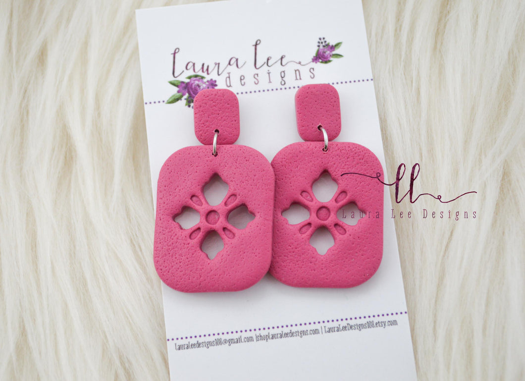Lily Clay Earrings || Hot Pink