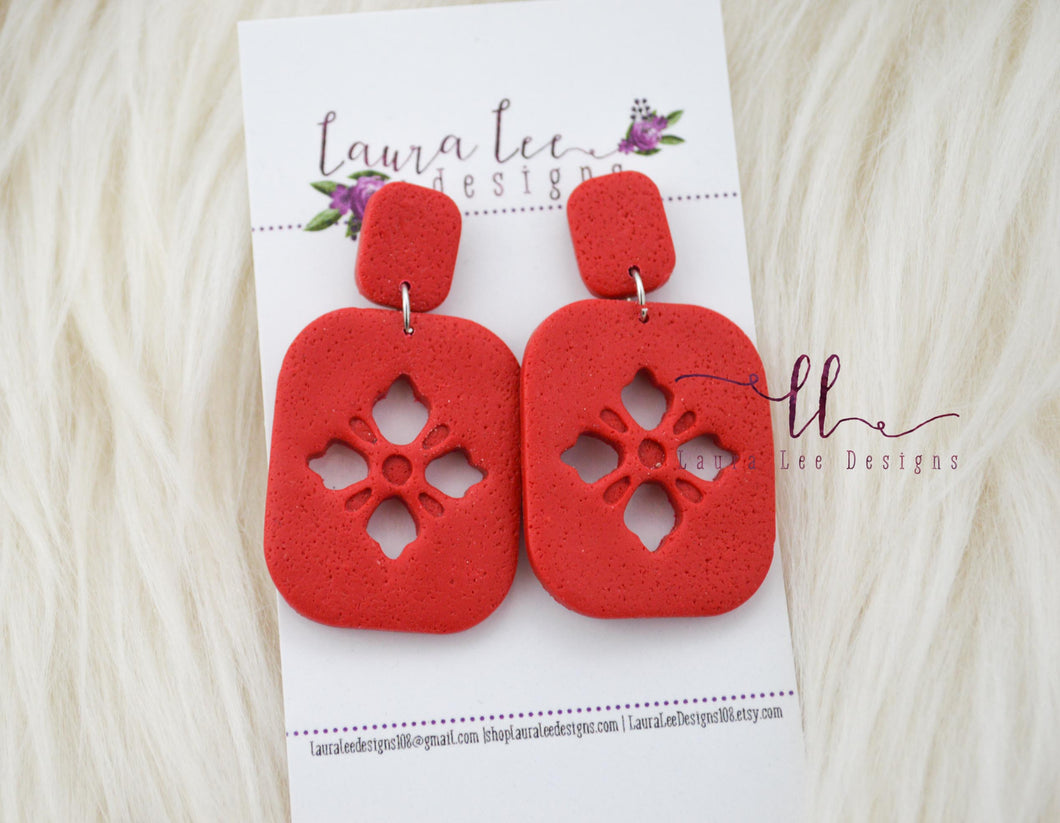 Lily Clay Earrings || Red