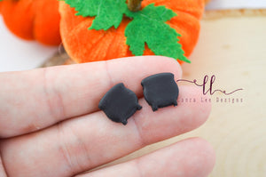 Clay Cauldrons Stud Earrings || Black || Made to Order