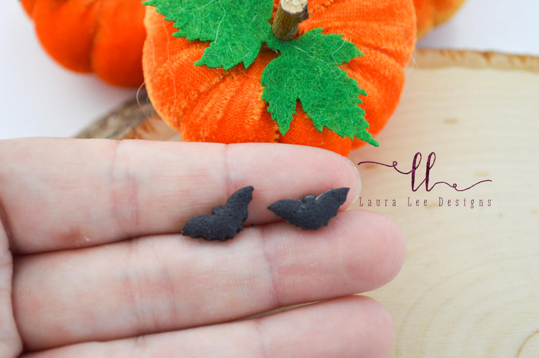 Clay Bats Stud Earrings || Black || Made to Order