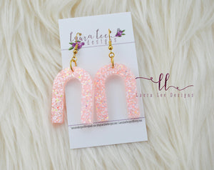 Arch Resin Earrings || Light Pink Coral