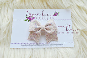 Little Missy Bow || Lavender Glitter Lace