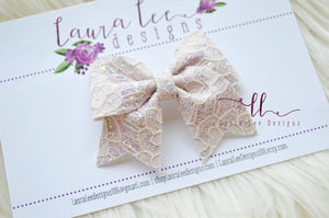 Little Missy Bow || Lavender Glitter Lace