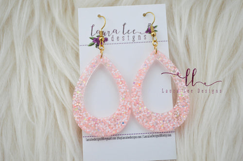 Teardrop Resin Earrings || Pale Pink Coral