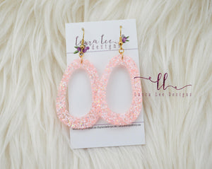 Fat Teardrop Resin Earrings || Light Pink Coral