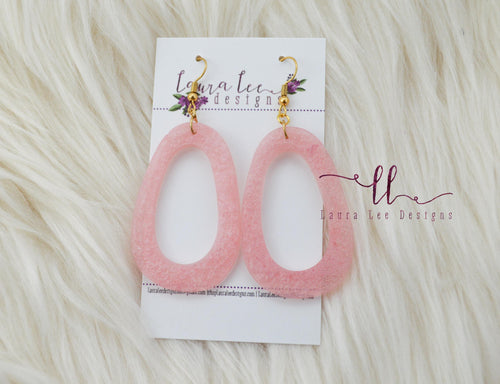 Fat Teardrop Resin Earrings || Light Pink Coral