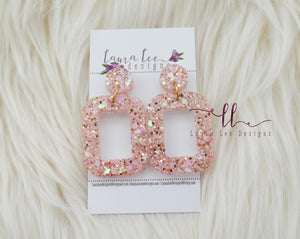Resin Earrings || Blushing Roses Glitter