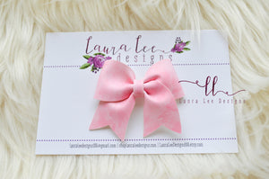 Little Missy Bow || Pink Watercolor Vegan Leather