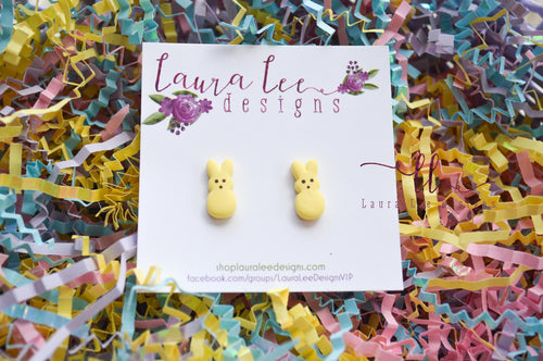 Clay Stud Earrings || Yellow Bunnies || Made to Order