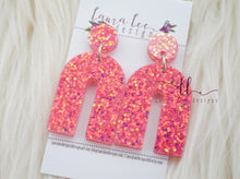 Arch Resin Earrings || Hydrangea Pink Glitter