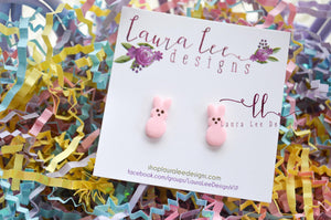 Clay Stud Earrings || Pink Bunnies || Made to Order