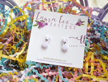 Clay Stud Earrings || Lavender Bunnies || Made to Order