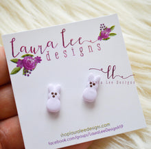 Clay Stud Earrings || Lavender Bunnies || Made to Order
