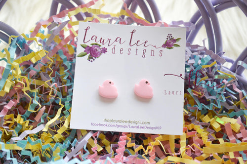 Clay Stud Earrings || Pink Chicks || Made to Order