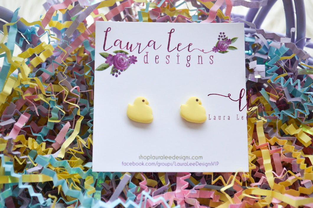 Clay Stud Earrings || Yellow Chicks || Made to Order