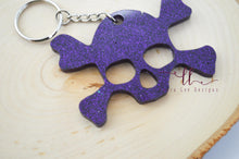 Resin Keychain || Dark Purple Glitter Skull and Crossbones