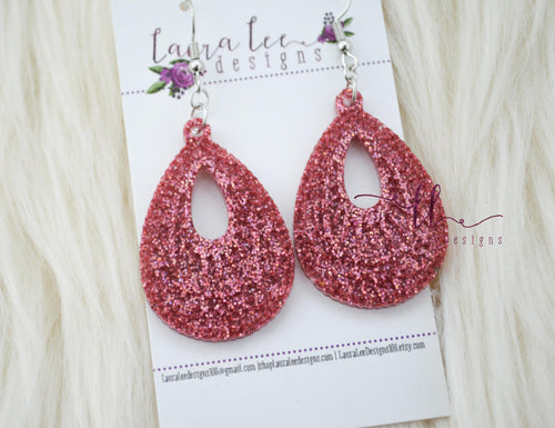 Fancy Teardrop Resin Earrings || Rusty Nail Glitter