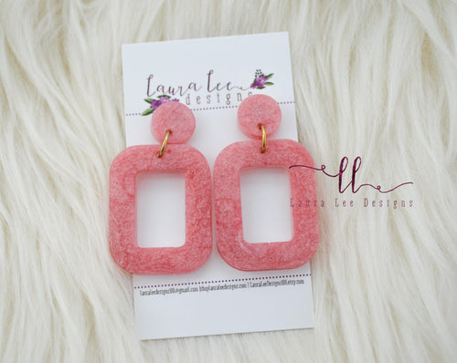 Resin Earrings || Dark Coral Glitter