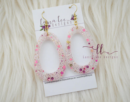 Fat Teardrop Resin Earrings || Palace Pink Glitter