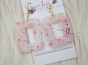 Resin Earrings || Palace Pink Glitter