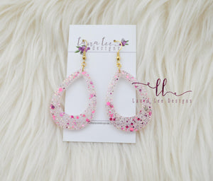 Teardrop Resin Earrings || Palace Pink Glitter