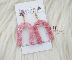 Arch Resin Earrings || Rusty Nail Chunky Mix Glitter