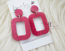 Resin Earrings || Dark Pink Fine Glitter
