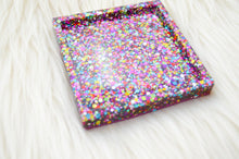 Square Resin Trinket Tray || Multicolor Glitter
