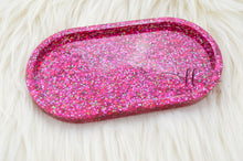 Oval Resin Trinket Tray || Pink Confetti Glitter