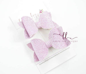 Pippy Style Pigtail Bow Set || Lavender Ultimate Sparkle Glitter Bows