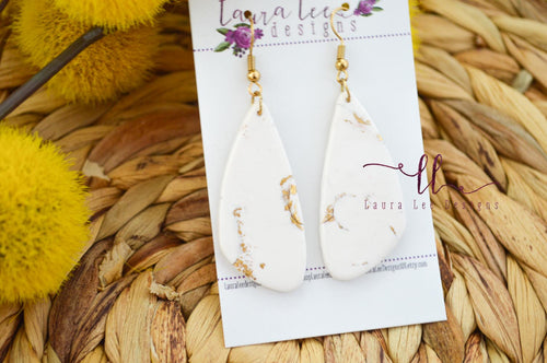 Shiloh Clay Earrings || White and Gold