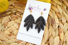 Gabby Flower Clay Earrings || Black and Gold
