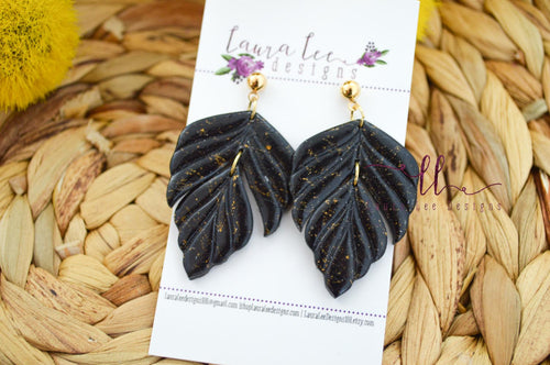 Penelope Clay Earrings || Black and Gold