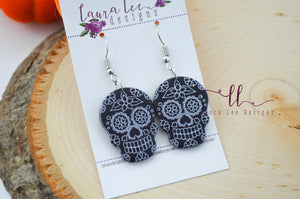 Skull Clay Earrings || Black Sugar Skulls || Made to Order