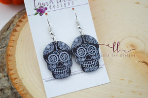 Skull Clay Earrings || Black Sugar Skulls || Made to Order