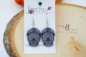 Skull Clay Earrings || Black Sugar Skulls || Made to Order