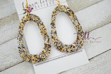 Fat Teardrop Resin Earrings || Black and Gold Confetti Glitter